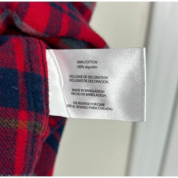 Eddie Bauer Men's XL Flannel Midweight Cotton‎ Shirt Red Blue Plaid - Picture 3 of 5